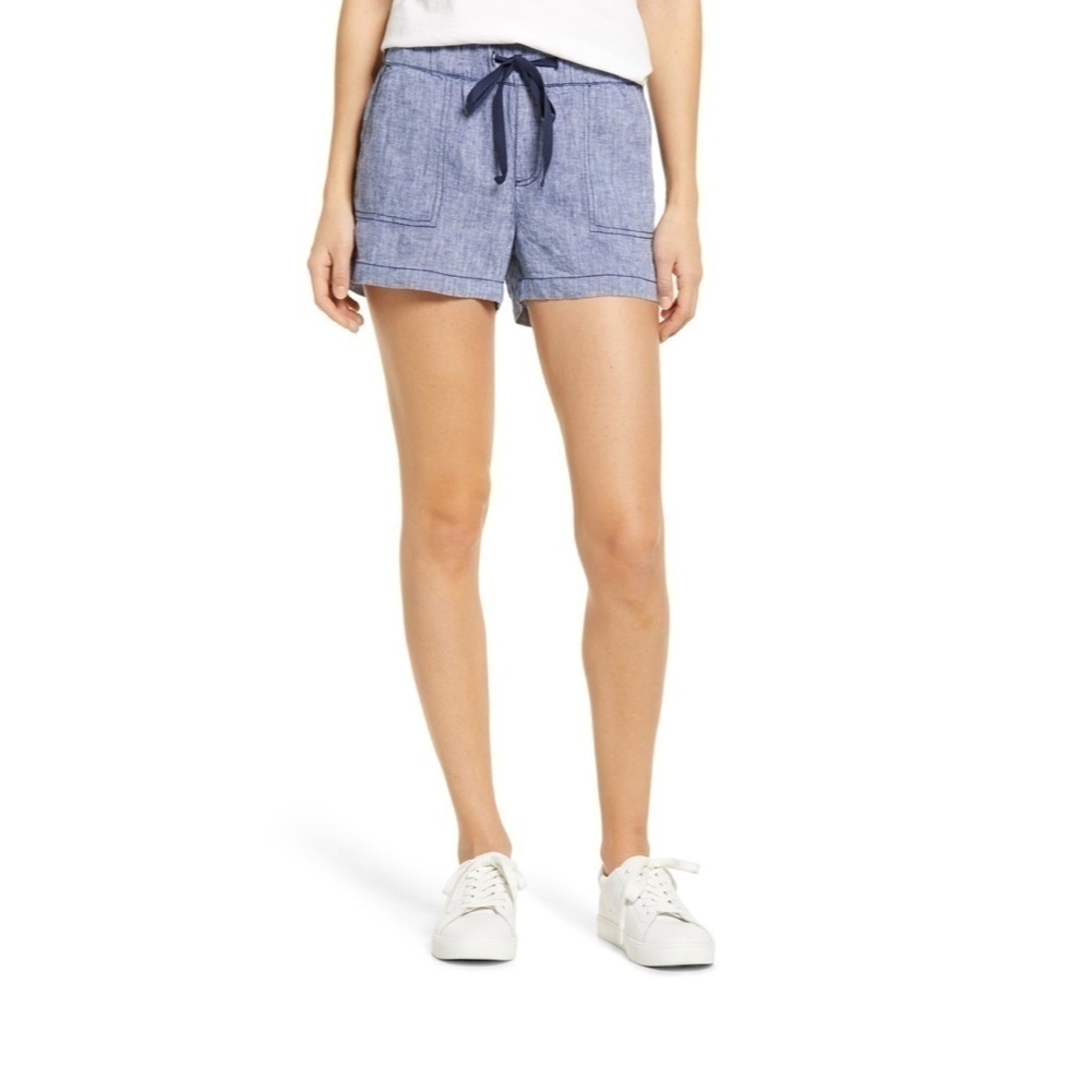 Caslon Tie Waist Linen Shorts with Pockets